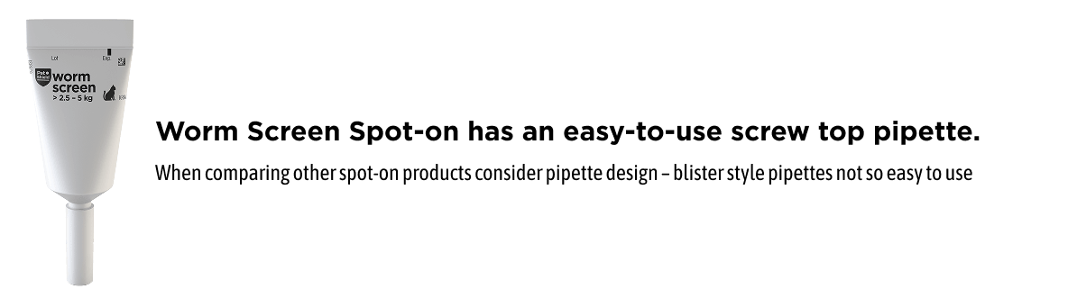 Worm Screen Spot-on has an easy-to-use screw top pipette.